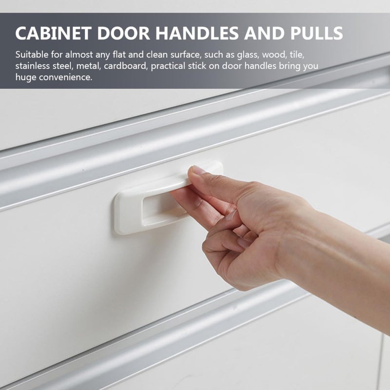 20 Pack White Adhesive Drawer Handles Rectangular Pulls For Cabinet Wardrobe Sliding Door - Image 5