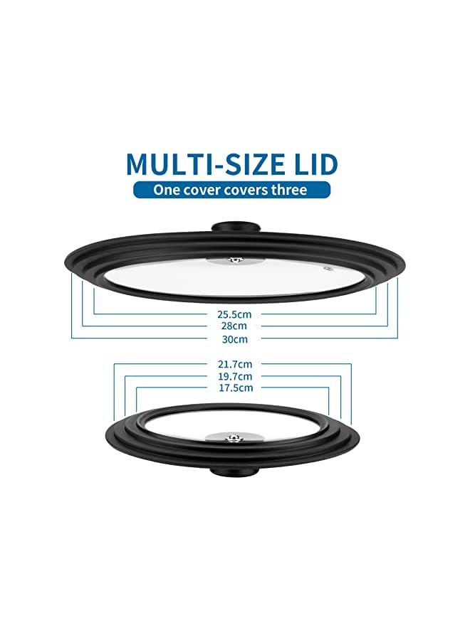 PROMASS Universal Lid for Pots, Universal Lid Silicone Ring For Pots And Pans, Tempered Glass Lid, Heat Resistant Food Skillet Lid - Image 2