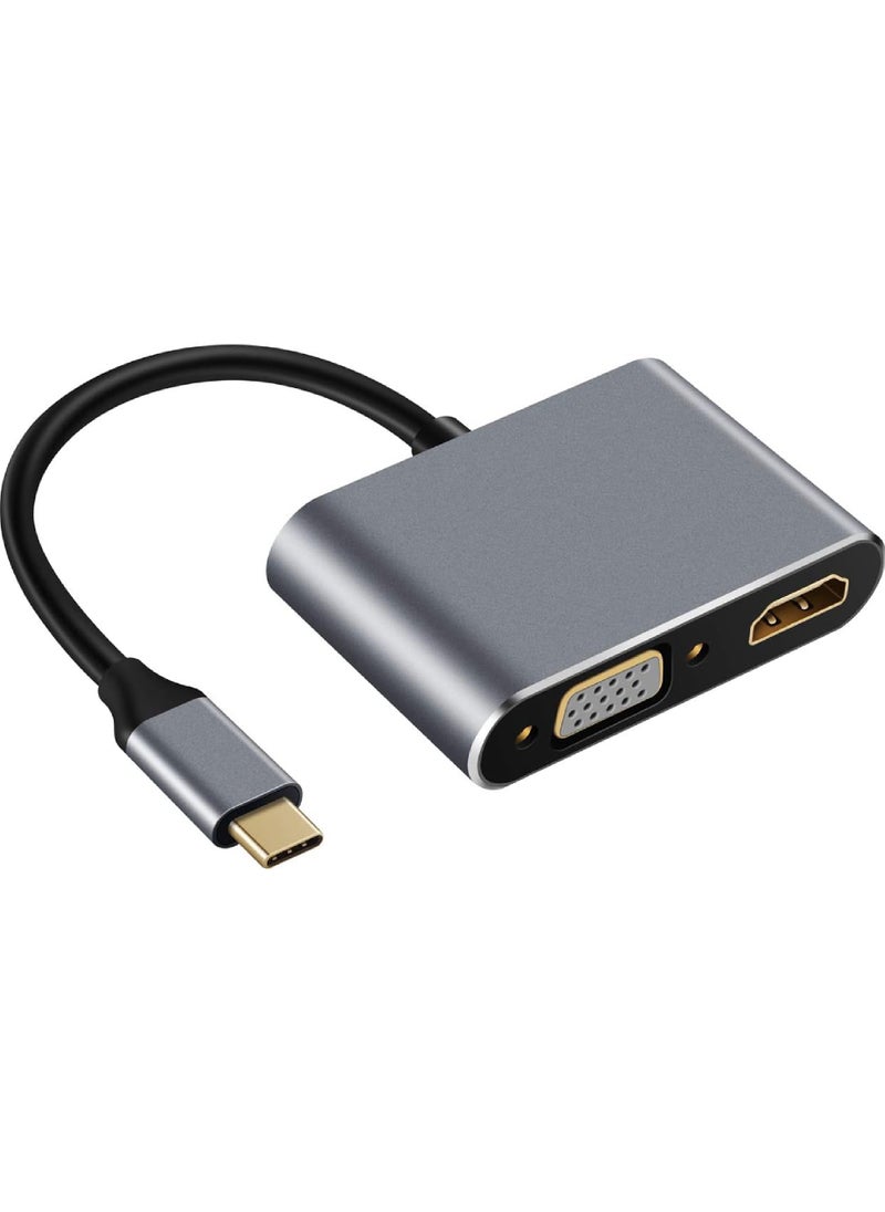 Rock Pow USB C to HDMI VGA Adapter USB Type C Digital AV Multiport Adapter Thunderbolt 3 Converter to HDMI 4K+VGA 1080P+USB3.0+Fast Charging Port for MacBook/IPAD Pro/Galaxy S8/S9  - Image 2