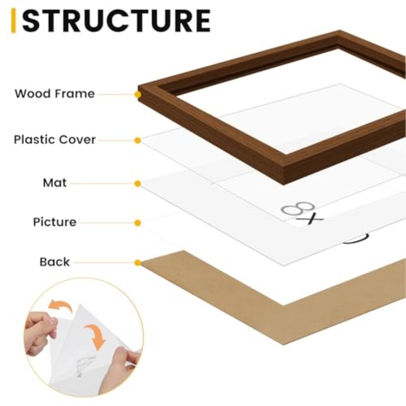 16X24 Oak Wood Picture Frame Brown Poster Frame for 12x18 Picture with Mat or 16x24 without Mat Natural Solid Wooden Picture Frames for Wall Art Photo and Prints - Image 3