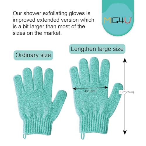 MIG4U Shower Exfoliating Scrub Gloves Medium to Heavy Bathing Gloves Body Wash Dead Skin Removal Deep Cleansing Sponge Loofah for Women and Men 5 Pairs 5 Colors - Image 3