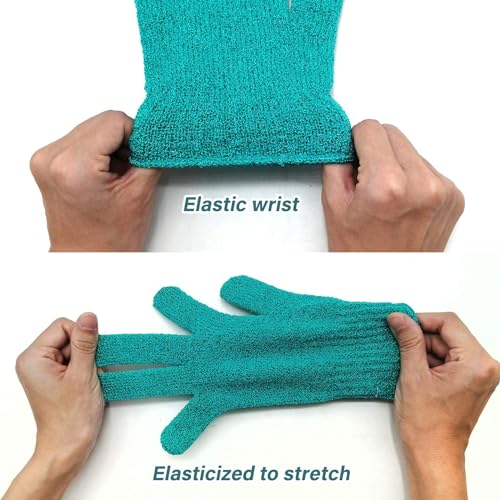 MIG4U Shower Exfoliating Scrub Gloves Medium to Heavy Bathing Gloves Body Wash Dead Skin Removal Deep Cleansing Sponge Loofah for Women and Men 5 Pairs 5 Colors - Image 4