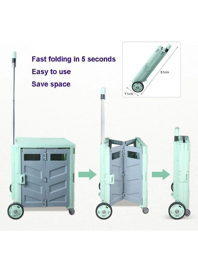 TDMYCS Folding Boot Cart 75L Large Capacity 2-wheel Shopping Cart SUV Folding Trolley Storage Box Camping Luggage Cart  - Image 5
