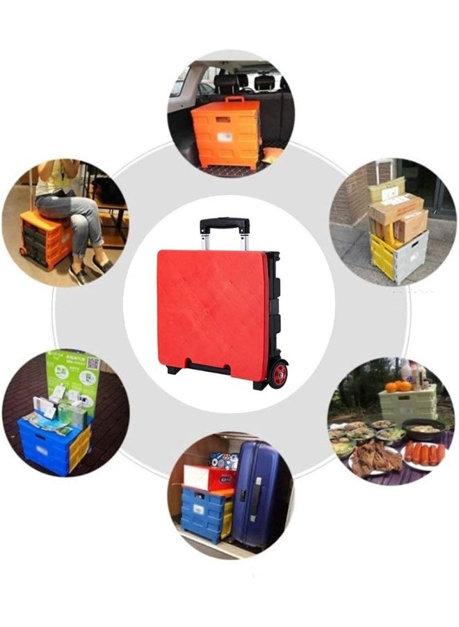TDMYCS Folding Boot Cart 75L Large Capacity 2-wheel Shopping Cart SUV Folding Trolley Storage Box Camping Luggage Cart  - Image 2