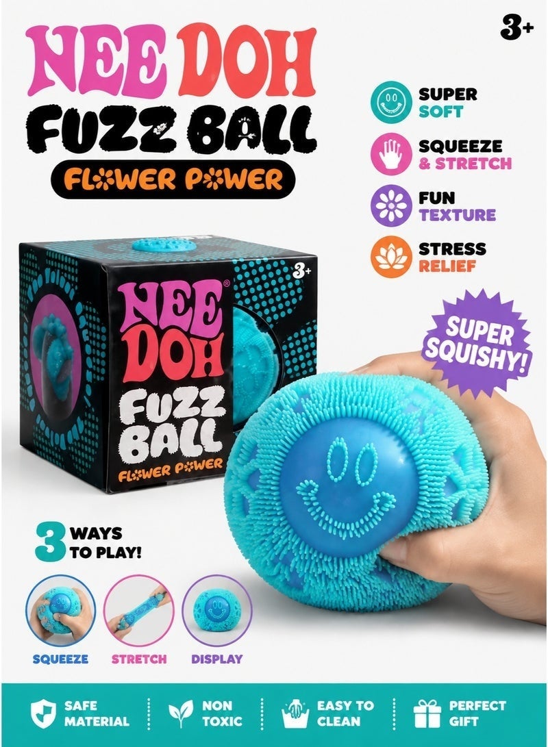 Needoh Fuzz Ball Squishy Stress Ball Toy,Slow Rising Memory Foam Fidget Squishy Fuzz Balls Adults Anxiety Stress Relief Toys, Party Favors Gift for Focus&Relaxation Adults, Kids, Boys and Girls (Blue) - Image 1