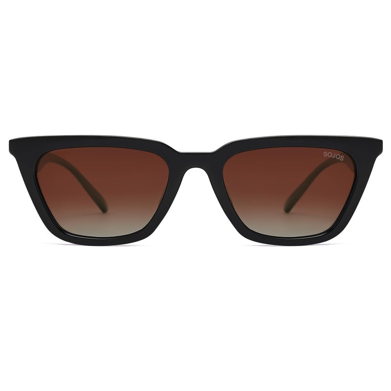 SOJOS Polarized Narrow Square Cateye Sunglasses for Women Retro Trendy Driving Glasses SJ2169 with Black Frame/Red Lens - Image 2