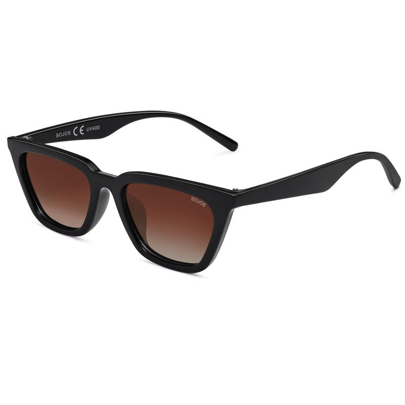 SOJOS Polarized Narrow Square Cateye Sunglasses for Women Retro Trendy Driving Glasses SJ2169 with Black Frame/Red Lens - Image 1
