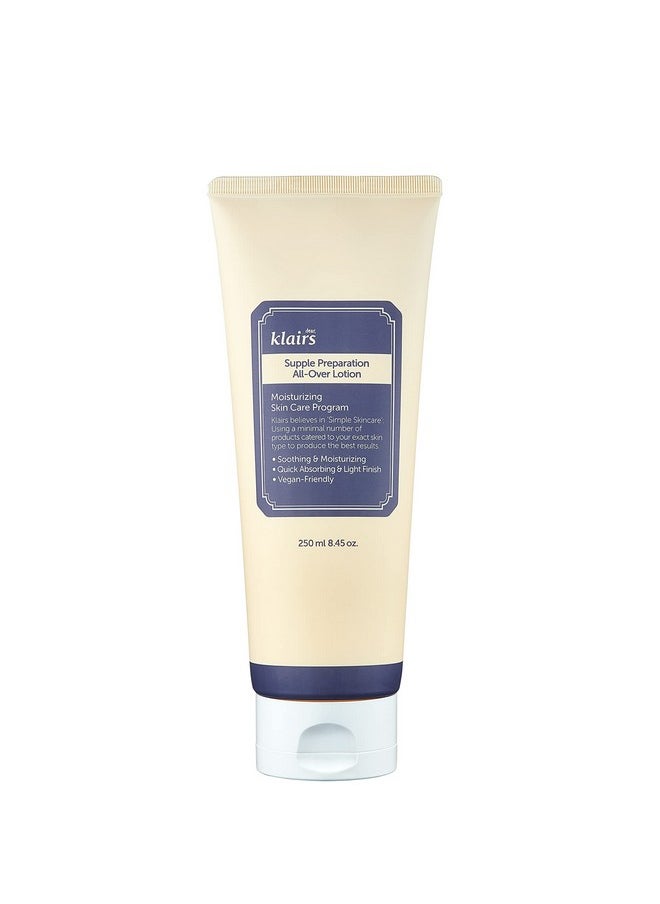 DearKlairs DearKlairs] Supple Preparation All-over lotion, Daily face and body moisturizer, for sensitive skin, Essential oil Free, Artificial fragrance free,250ml, 8.45oz  - Image 1