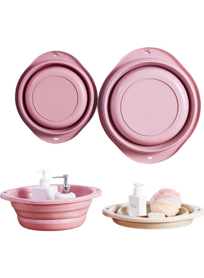 JAJALIN Foldable Basin, Face Washing Basin For Home And Student Dormitory Use, Baby Basin, Portable Compressed Travel Basin, Medium Size, Pink - Image 1