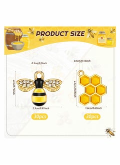Y&D Alloy Enamel Bee Charms Rhinestone Jewelry Making Pendant Charms, Honeycomb Pendants for Crafts DIY  - Image 5