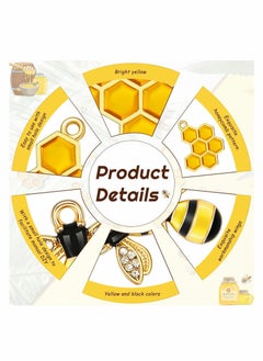 Y&D Alloy Enamel Bee Charms Rhinestone Jewelry Making Pendant Charms, Honeycomb Pendants for Crafts DIY  - Image 3