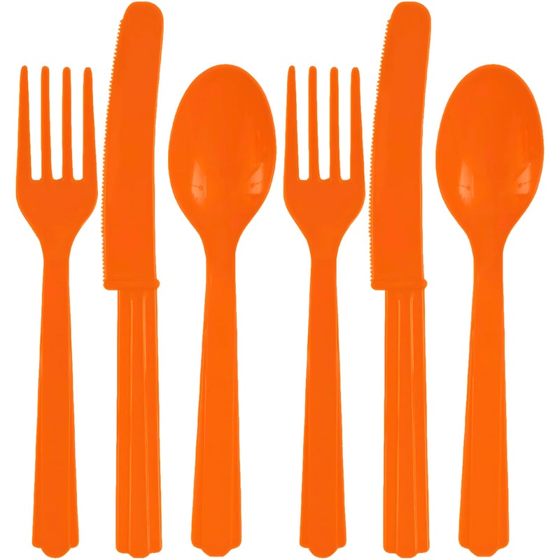 Amscan Orange Peel Assorted Plastic Cutlery Set 24 Count  Durable  EcoFriendly Design  Perfect Party Supplies For a Colorful Celebration