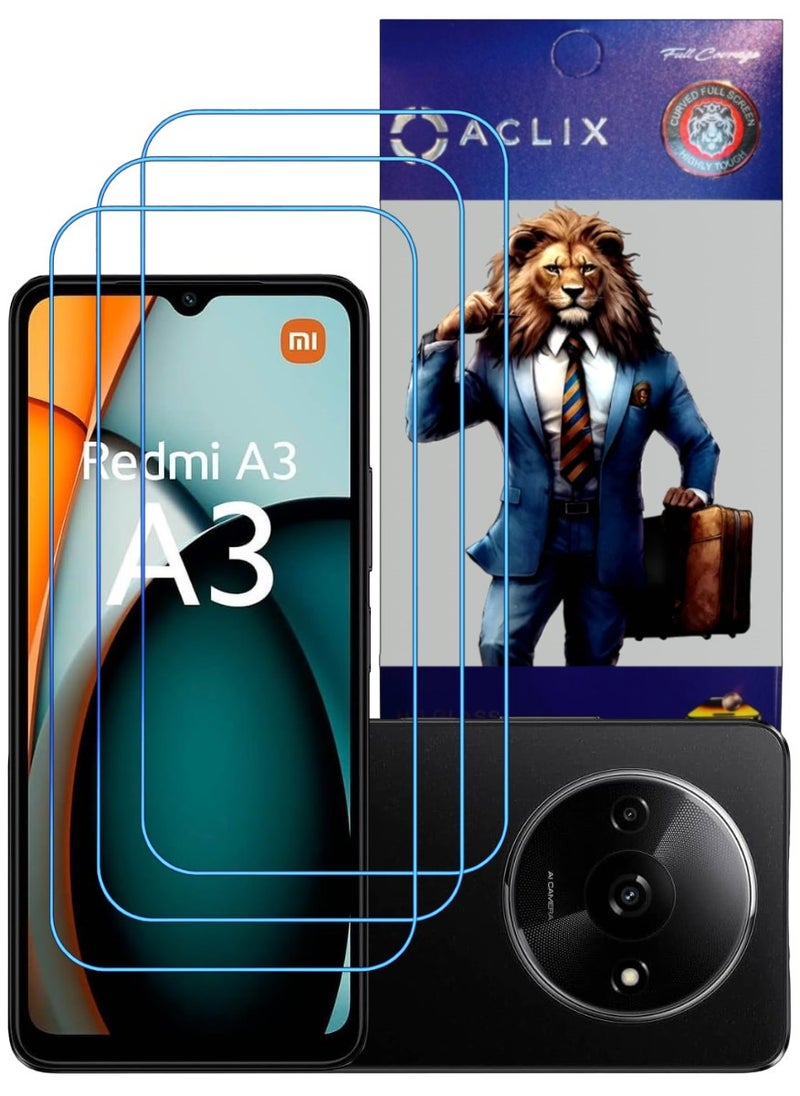 ACLIX 3 Pieces Antistatic ESD Dustproof Premium Quality High Definition Clear Tempered Glass Screen Protector Designed For Xiaomi Redmi A3 - Image 1