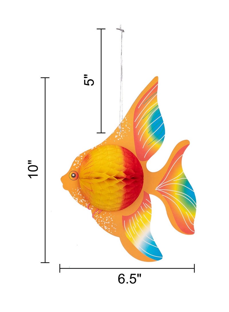 كابتن تيك 12PCS Tropical Fish Party Decorations Supplies, Sea Animal Honeycomb Ball Centerpiece Under The sea Mermaid Luau Hawaiian Kids Birthday Ceiling Decor - Image 2