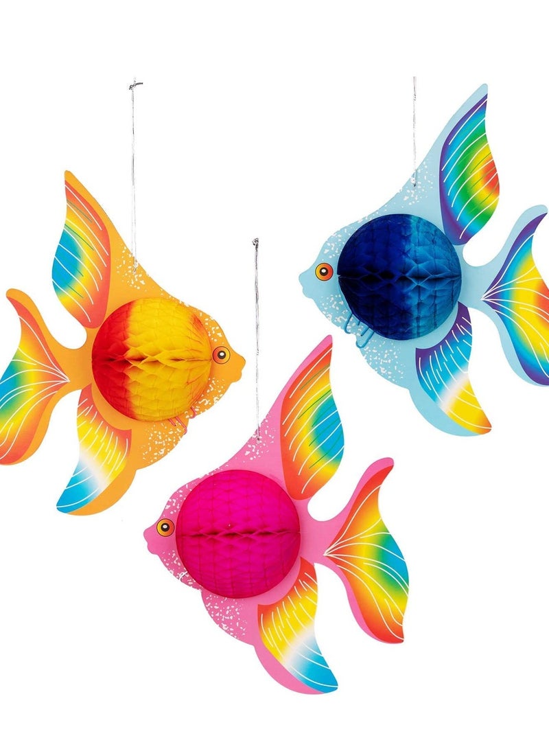 كابتن تيك 12PCS Tropical Fish Party Decorations Supplies, Sea Animal Honeycomb Ball Centerpiece Under The sea Mermaid Luau Hawaiian Kids Birthday Ceiling Decor - Image 1