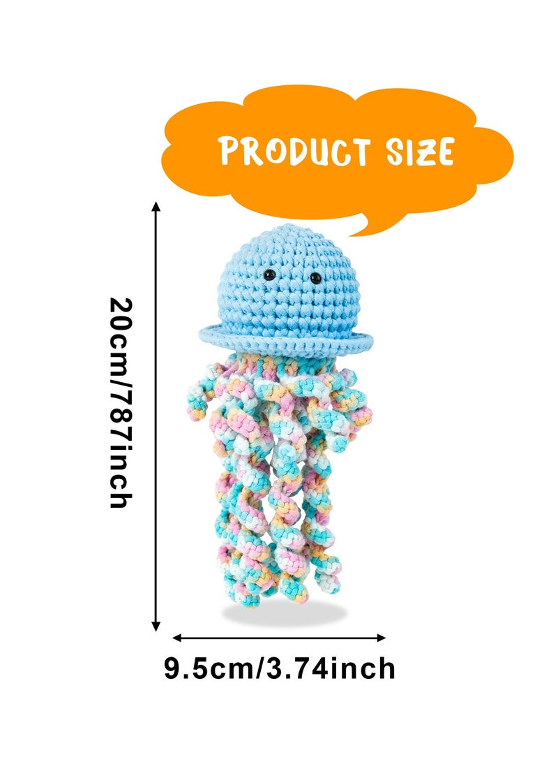 Colorful Jellyfish Plushie Crochet Kit - Perfect for Kids’ DIY Projects, Enhancing Hand-Eye Coordination on Birthdays and Special Occasions  - Image 2