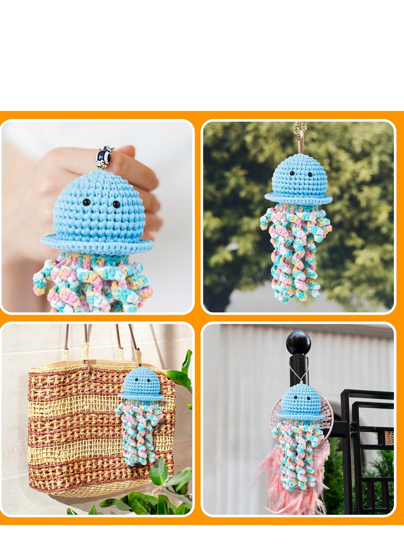 Colorful Jellyfish Plushie Crochet Kit - Perfect for Kids’ DIY Projects, Enhancing Hand-Eye Coordination on Birthdays and Special Occasions  - Image 3