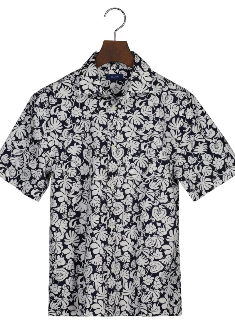 غانت Gant Teen Boys Tropical Leaves Print Short Sleeve Shirt