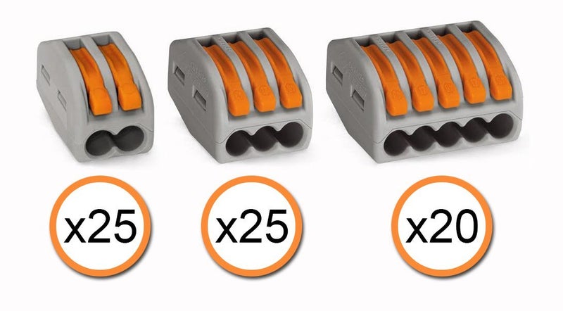 Wago (25) 222-412 (25) 222-413 (20) 222-415 Lever-Nut Assortment Pack - Image 3