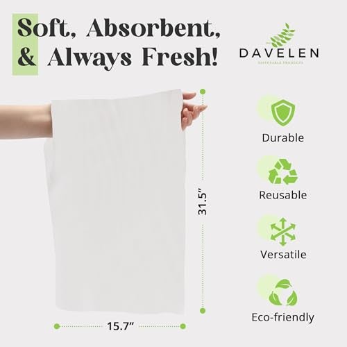 DAVELEN Disposable Large Luxury Towels (50-Count) Spa and Salon Quality Softness for Guests, Clients | Hair, Face, Body Use | Luxurious Comfort, Ecofriendly (050, 32x16 inches) - Image 5