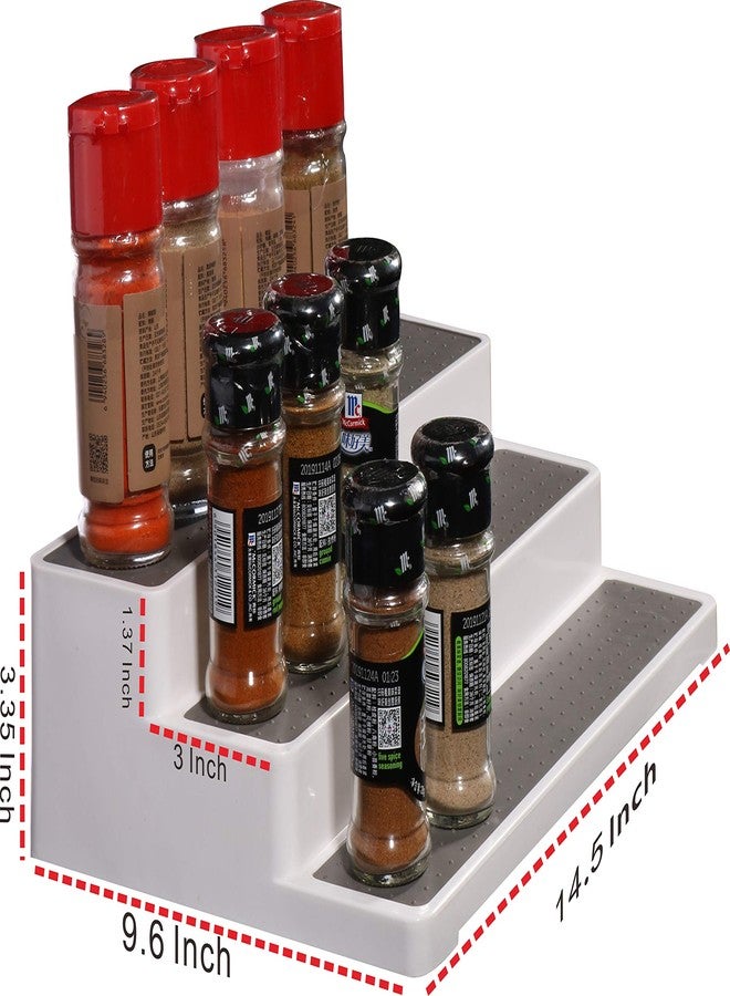 Cq acrylic 2 Pack Spice Rack Organizer for Pantry,14.5 Inch Tiered Seasoning Can Shelf Organizer For Cabinet,White - Image 2