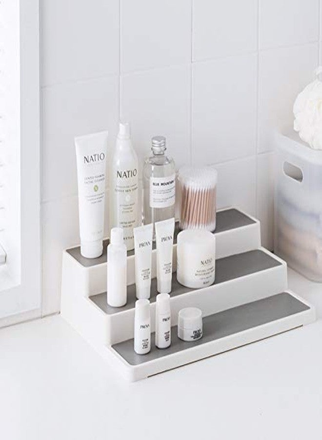 Cq acrylic 2 Pack Spice Rack Organizer for Pantry,14.5 Inch Tiered Seasoning Can Shelf Organizer For Cabinet,White - Image 5