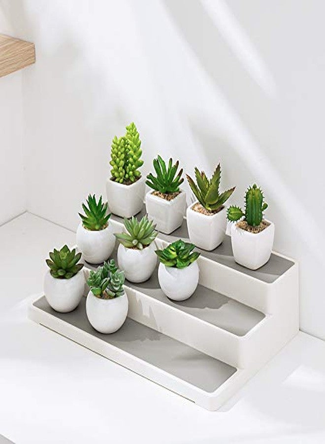Cq acrylic 2 Pack Spice Rack Organizer for Pantry,14.5 Inch Tiered Seasoning Can Shelf Organizer For Cabinet,White - Image 4