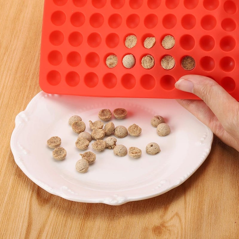 BTYMS 2 قطع قوالب سيليكون دائرية صغيرة 468 تجويف قوالب نصف كروية لصنع رقائق الشوكولاتة والحلويات والخبز وذوبان الشمع والخرز وكرات الثلج ومكافآت تدريب الكلاب - Image 3