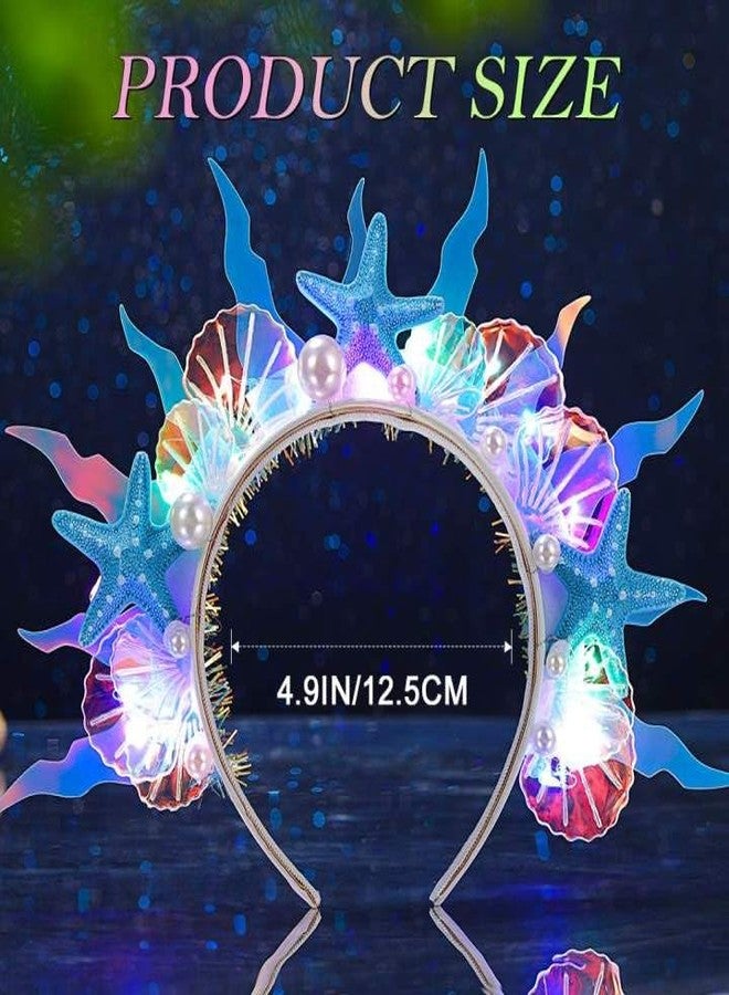 GENBREE Mermaid Costume Light Up Mermaid Hat Seashell Hair Accessories for Women - Image 4