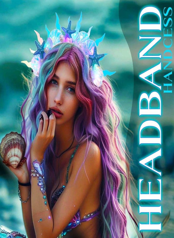 GENBREE Mermaid Costume Light Up Mermaid Hat Seashell Hair Accessories for Women - Image 5