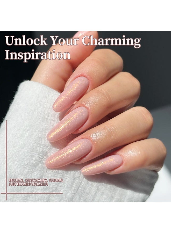 Born Pretty Color Nail Gel, Sunset Glimmer Nude Pink Glitter Gel Nail Polish, Sheer Shimmer UV/LED Soak-Off Nail Gel, Long-Lasting Natural Glow Manicure Varnish 10ml - Image 3