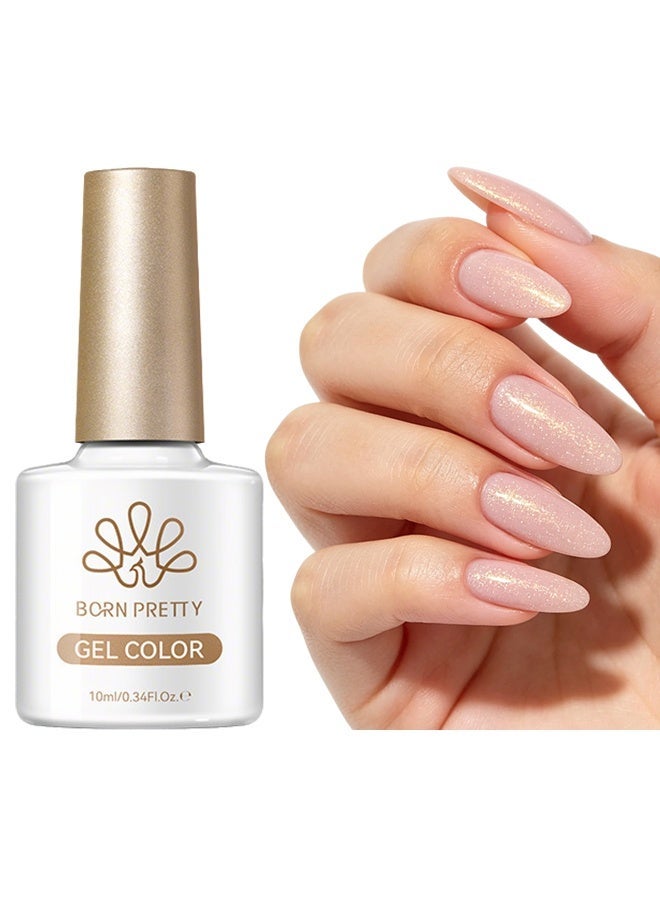 Born Pretty Color Nail Gel, Sunset Glimmer Nude Pink Glitter Gel Nail Polish, Sheer Shimmer UV/LED Soak-Off Nail Gel, Long-Lasting Natural Glow Manicure Varnish 10ml - Image 1