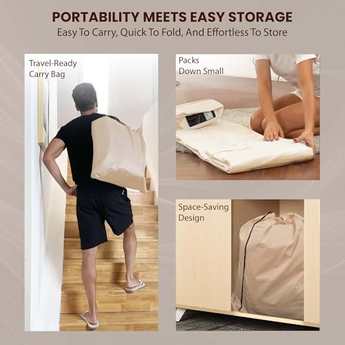 Robustt Polyvinyl Chloride (PVC) Portable Air Mattress with Built-in Pump (190 x 100 x 40 cms)| Double Layer Inflatable Bed for Home, Camping & Guest Use | Ultra-Comfortable Waterproof Airbed, Beige - Image 4