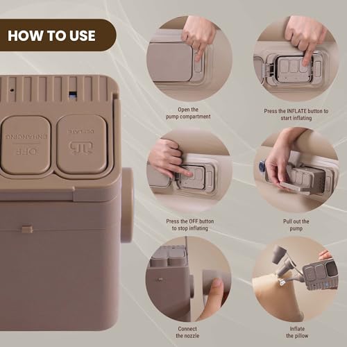 Robustt Polyvinyl Chloride (PVC) Portable Air Mattress with Built-in Pump (190 x 100 x 40 cms)| Double Layer Inflatable Bed for Home, Camping & Guest Use | Ultra-Comfortable Waterproof Airbed, Beige - Image 5