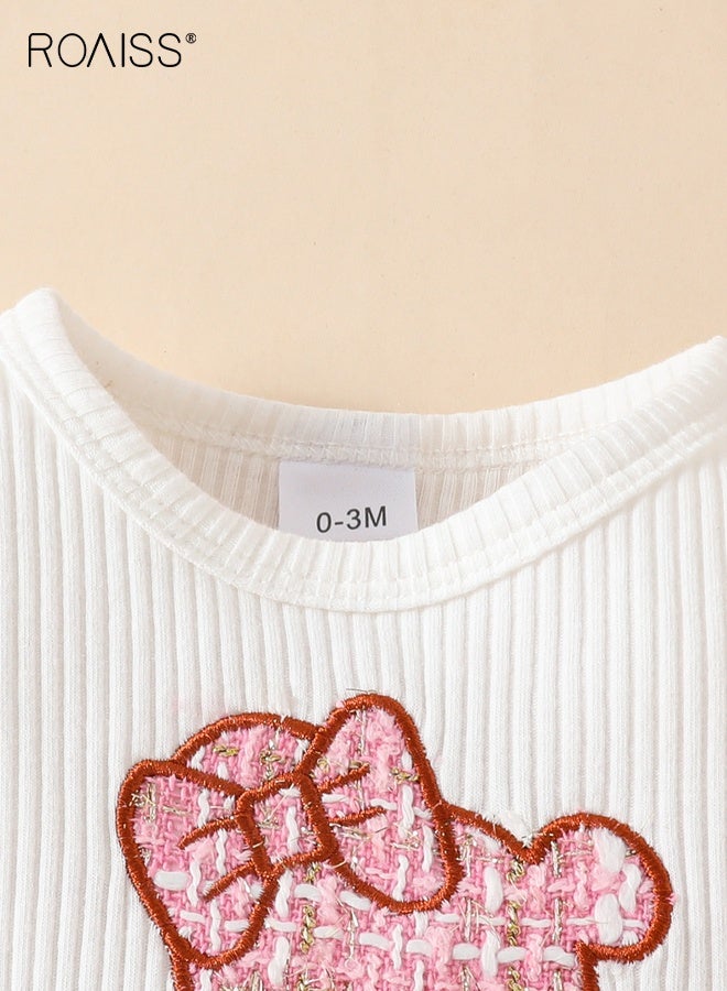 roaiss Baby Girls Clothes, 3PCS Stylish Outfit with Cartoon Romper and Skirt, Little Lady Long Sleeve Romper Top and Plaid Skirt Set with Hair Band, Suitable for Wedding Ceremonies, Performances and Outdoor Activities - Image 5