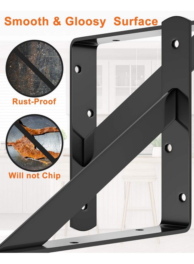 LuckIn 8-Pack 14 Inch Heavy Duty Shelf Bracket, Fit for 14 16 18 Inch Floating Shelves, Wall Shelf L Brackets with 90 Degree Triangle, 250 LBS Max Load, Mounting Hardware Included, Black - Image 5