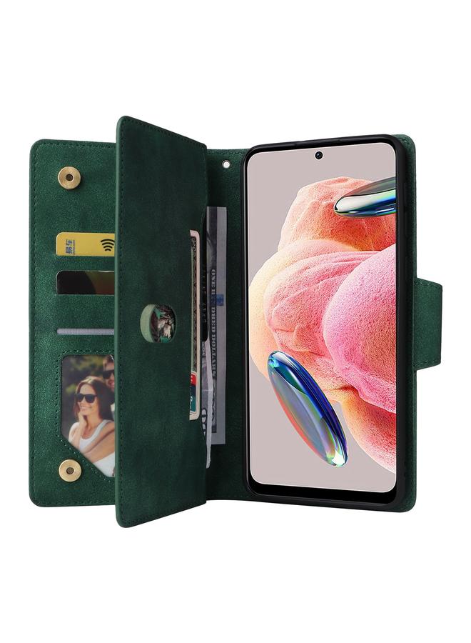 S-TOP Case For Redmi Note 12 4G Rivet Buckle 9 Cards Three Fold Leather Phone Case - Image 5