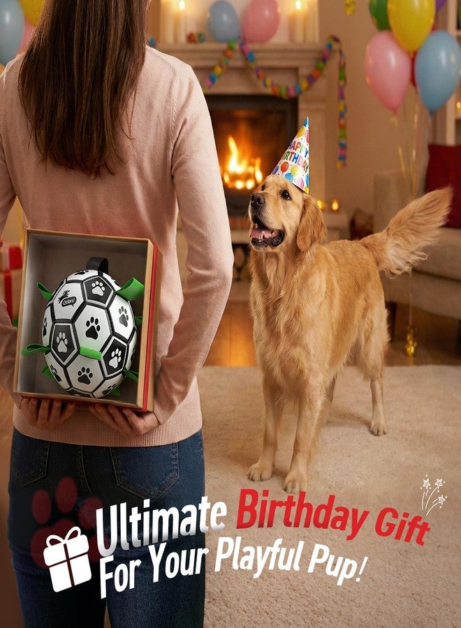QDAN Dog Toys Dog Balls, World Cup Dog Soccer Ball with Straps, Dog Birthday, Herding Ball, Durable Balls for Small Medium Pet, Puppy Outdoor Toy (6 Inch) - Image 4