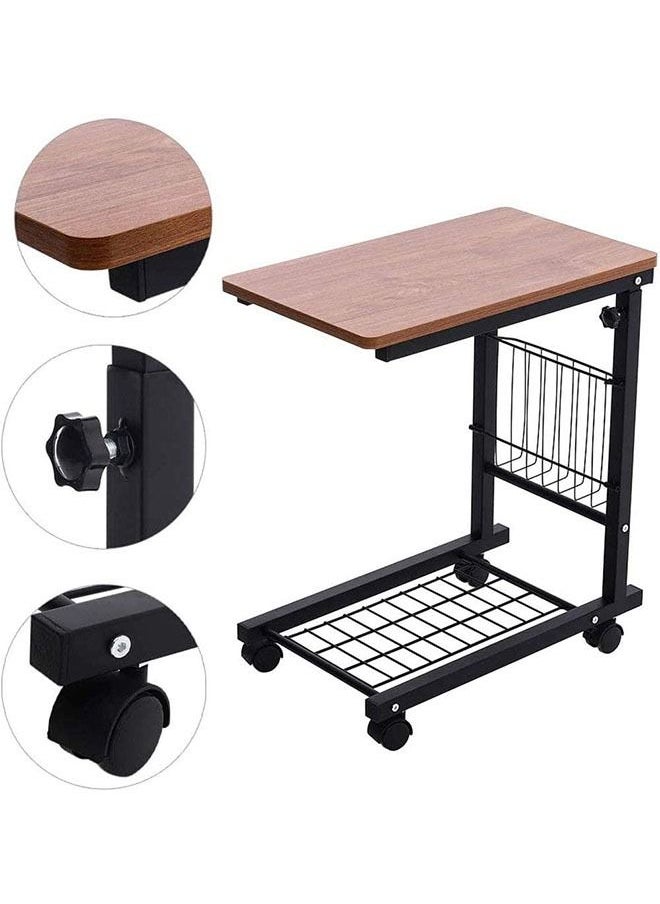 Generic - Mobile coffee table bedside sofa adjustable height mobile side table laptop table coffee table table - Image 1