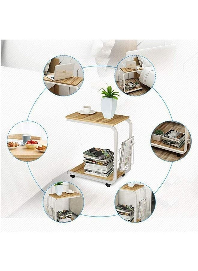 Generic - Mobile coffee table bedside sofa adjustable height mobile side table laptop table coffee table table - Image 1