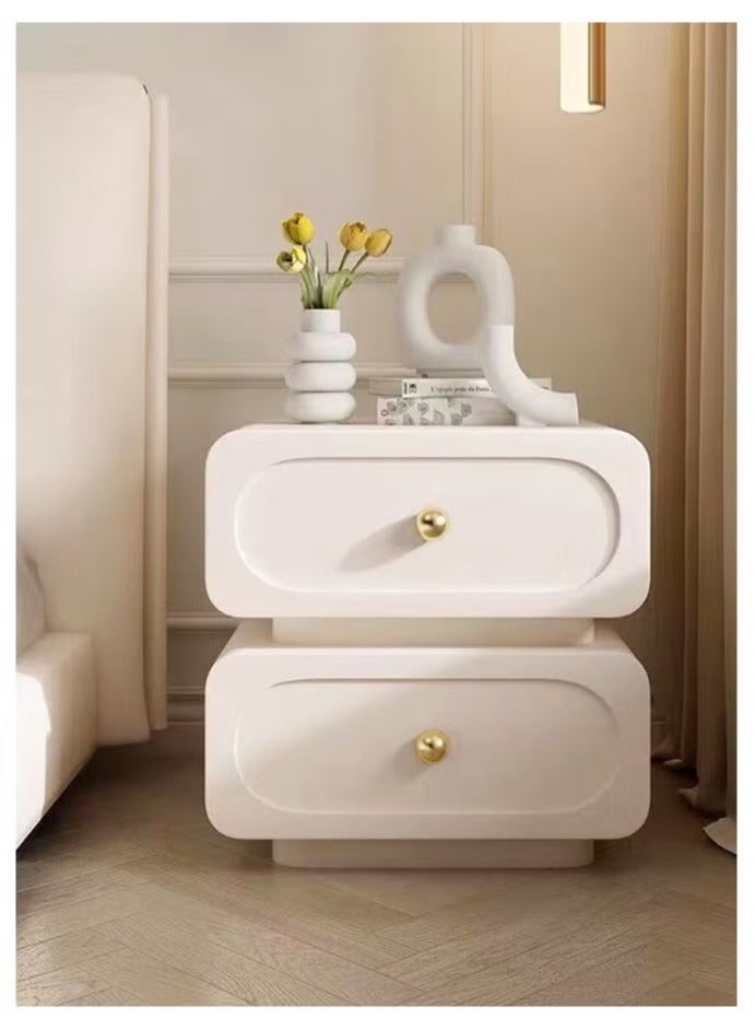 رافين طاولة جانبية متعددة الأغراض بتصميم جمالي عصري، طاولة جانبية متينة من الخشب الصلب لغرفة النوم، خزانة أدراج ذات حافة مستديرة، خزانة تخزين 50 × 40 × 50 - Image 2