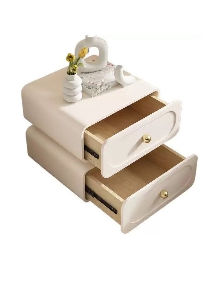 رافين طاولة جانبية متعددة الأغراض بتصميم جمالي عصري، طاولة جانبية متينة من الخشب الصلب لغرفة النوم، خزانة أدراج ذات حافة مستديرة، خزانة تخزين 50 × 40 × 50 - Image 3