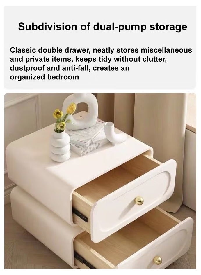 رافين طاولة جانبية متعددة الأغراض بتصميم جمالي عصري، طاولة جانبية متينة من الخشب الصلب لغرفة النوم، خزانة أدراج ذات حافة مستديرة، خزانة تخزين 50 × 40 × 50 - Image 4