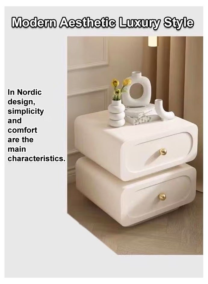 رافين طاولة جانبية متعددة الأغراض بتصميم جمالي عصري، طاولة جانبية متينة من الخشب الصلب لغرفة النوم، خزانة أدراج ذات حافة مستديرة، خزانة تخزين 50 × 40 × 50 - Image 5