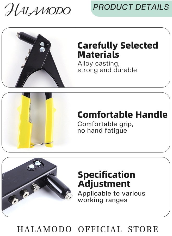 HALAMODO Heavy Duty Hand Riveter Rivet Gun Professional Rivet Gun Kit Hand Riveter Tool Durable and Suitable for Metal & Plastic & Leather  - Image 2