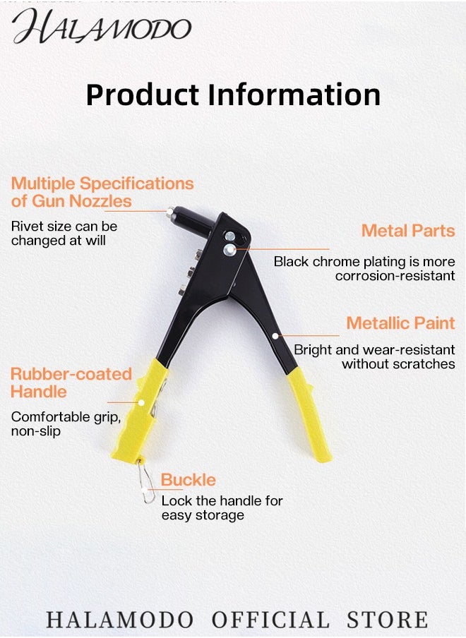 HALAMODO Heavy Duty Hand Riveter Rivet Gun Professional Rivet Gun Kit Hand Riveter Tool Durable and Suitable for Metal & Plastic & Leather  - Image 5