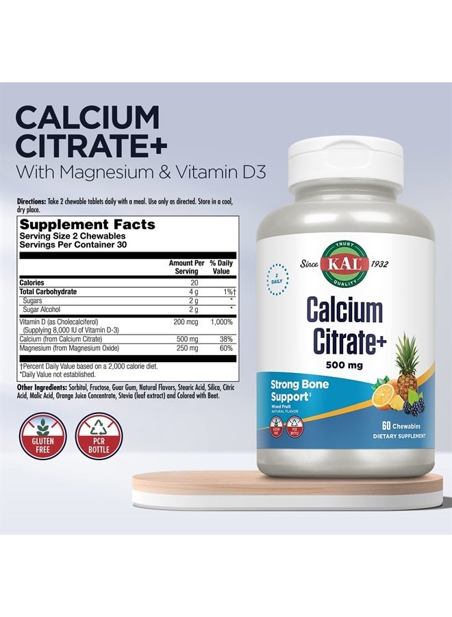 KAL Calcium Citrate Chewable Mixed Fruit Supplement, 60 Count - Image 2