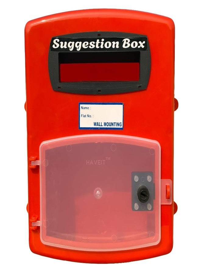 HaveIt® Front Door Wall Mounted Heavy Plastic Letter Box,Suggestion Box,Compliant Box for Home/Offices/Colleges/Institutions/Schools with Lock (red Color, 25 cm x 26 cm x 11 cm) (Suggestion Box) - Image 1