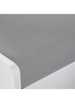 Rest Stripe Fitted Sheet Set Twin 120 X 200+25 Cm + 2 Pillowcases 50 X 75 Cm Brushed Microfiber Premium Durable Quality Deep Pocket For A Perfect Fit Shrinkage Fade Resistant Grey  - Image 2