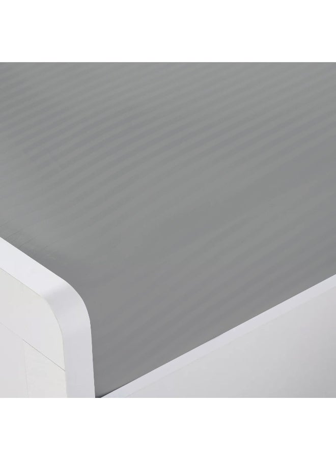 Rest - Stripe Fitted Sheet Set Twin 120 X 200+25 Cm + 2 Pillowcases 50 X 75 Cm Brushed Microfiber Premium Durable Quality Deep Pocket For A Perfect Fit Shrinkage Fade Resistant Grey - Image 1
